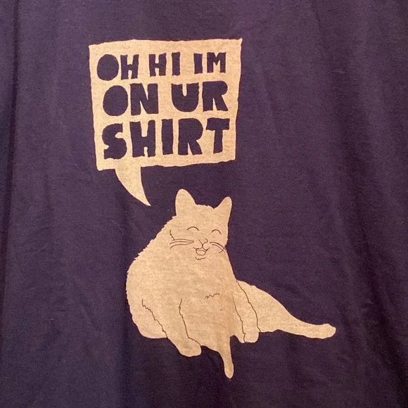 American Apparel Navy Blue Cat T-shirt Humor - Unisex S - Picture 2 of 4